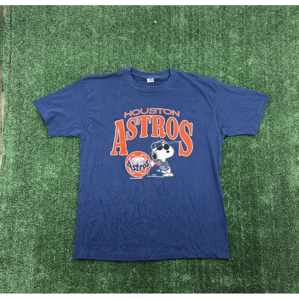 Vintage 80s Houston Astros Snoopy Single Stitch Artex MLB USA Shirt Mens XL